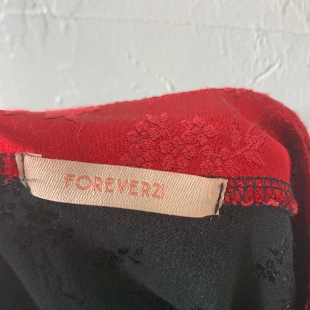 Vintage Y2K Forever 21 Shirt Large USA Asian Floral Satin Japanese Baby Tee T16 - Picture 6 of 8